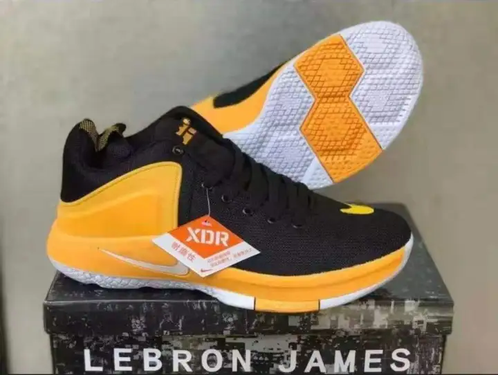 lebron james shoes black and yellow