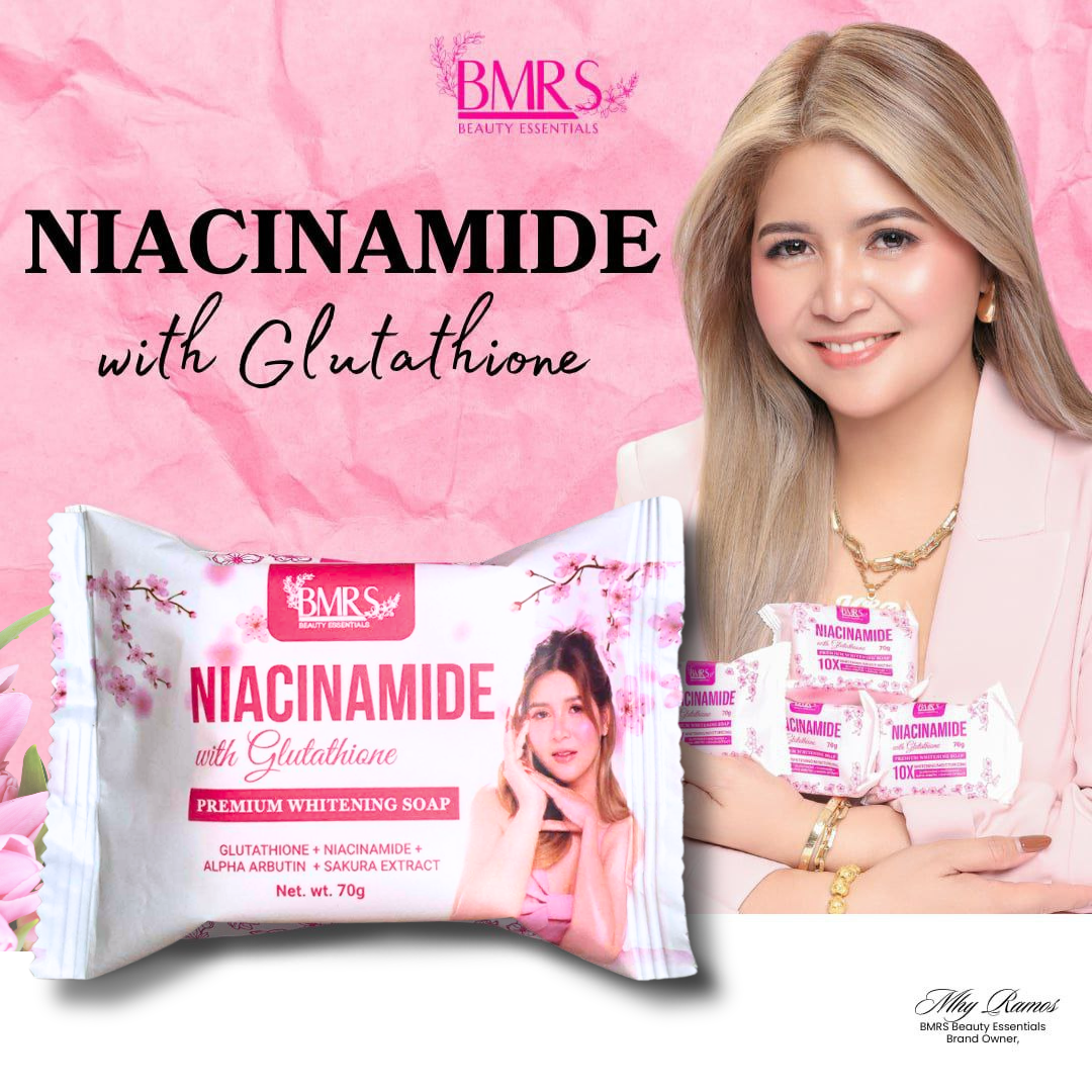 VERY EFFECTIVE BMRS Niacinamide With Glutathione Soap Premium Whitening Soap For All Skin Types, with 10x whitening 70g