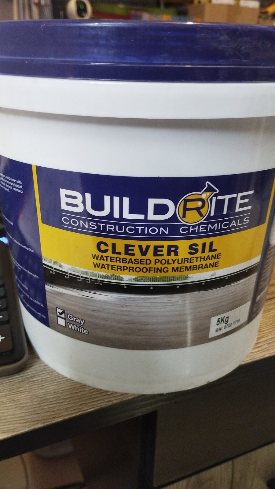 BUILDRITE CLEVER SIL GRAY (5kg) WATERBASED POLYURETHANE MEMBRANE