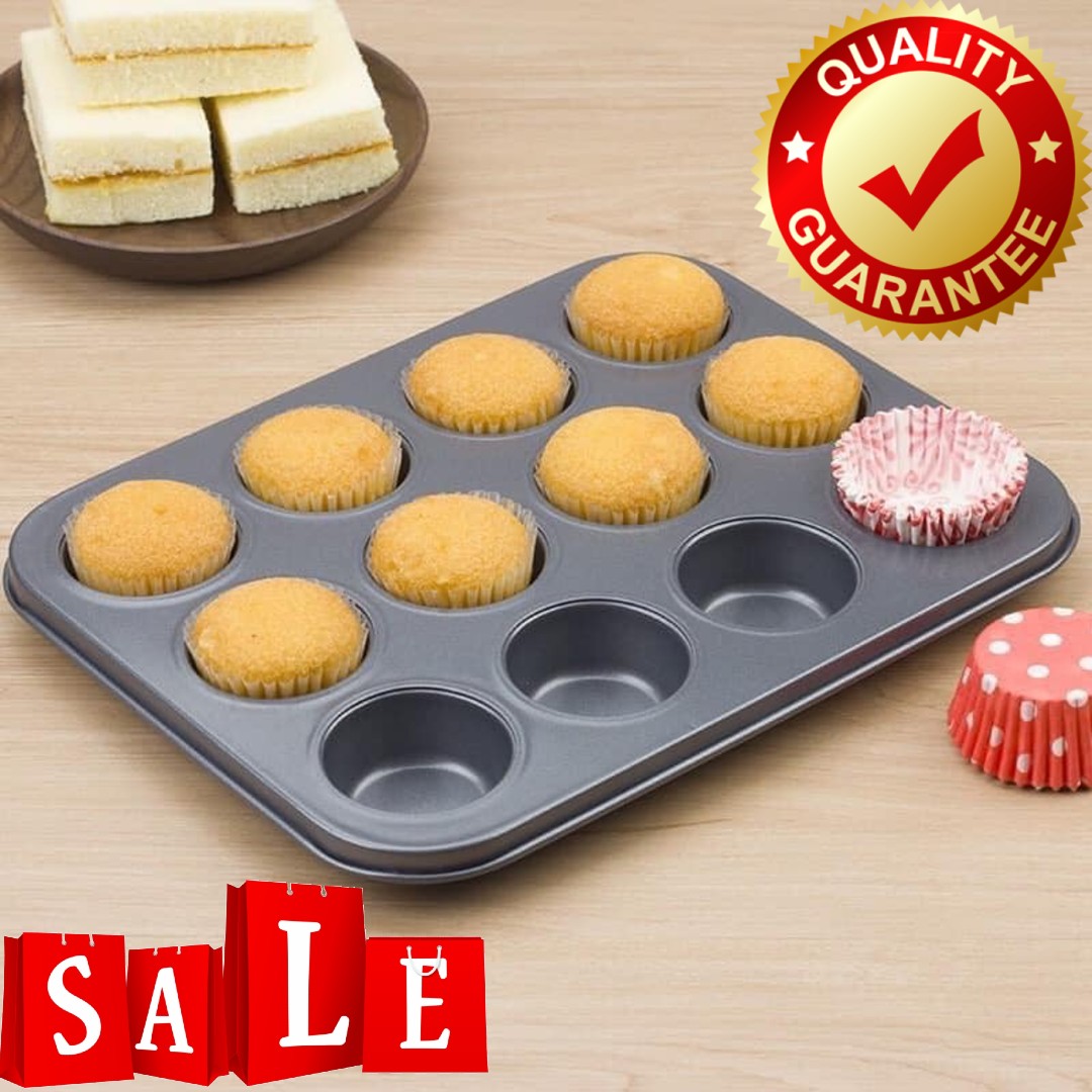 Baking Cupcake Tray Bakeware 12 Cup Carbon Steel Non Stick Muffin Pan Cake Mold 