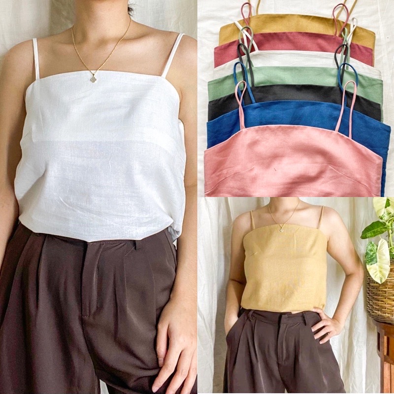 Nikocia Spaghetti Strap Linen Top Lazada PH