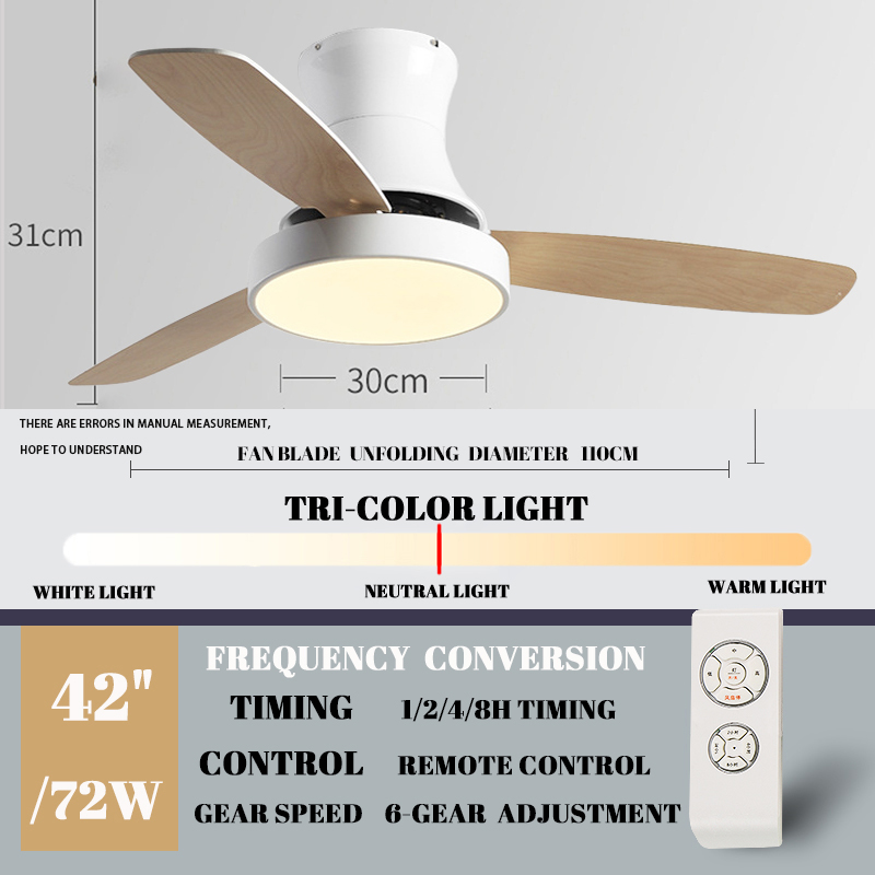 【GOGEOUS】ceiling fan with light with remote 3 colors dimming modern