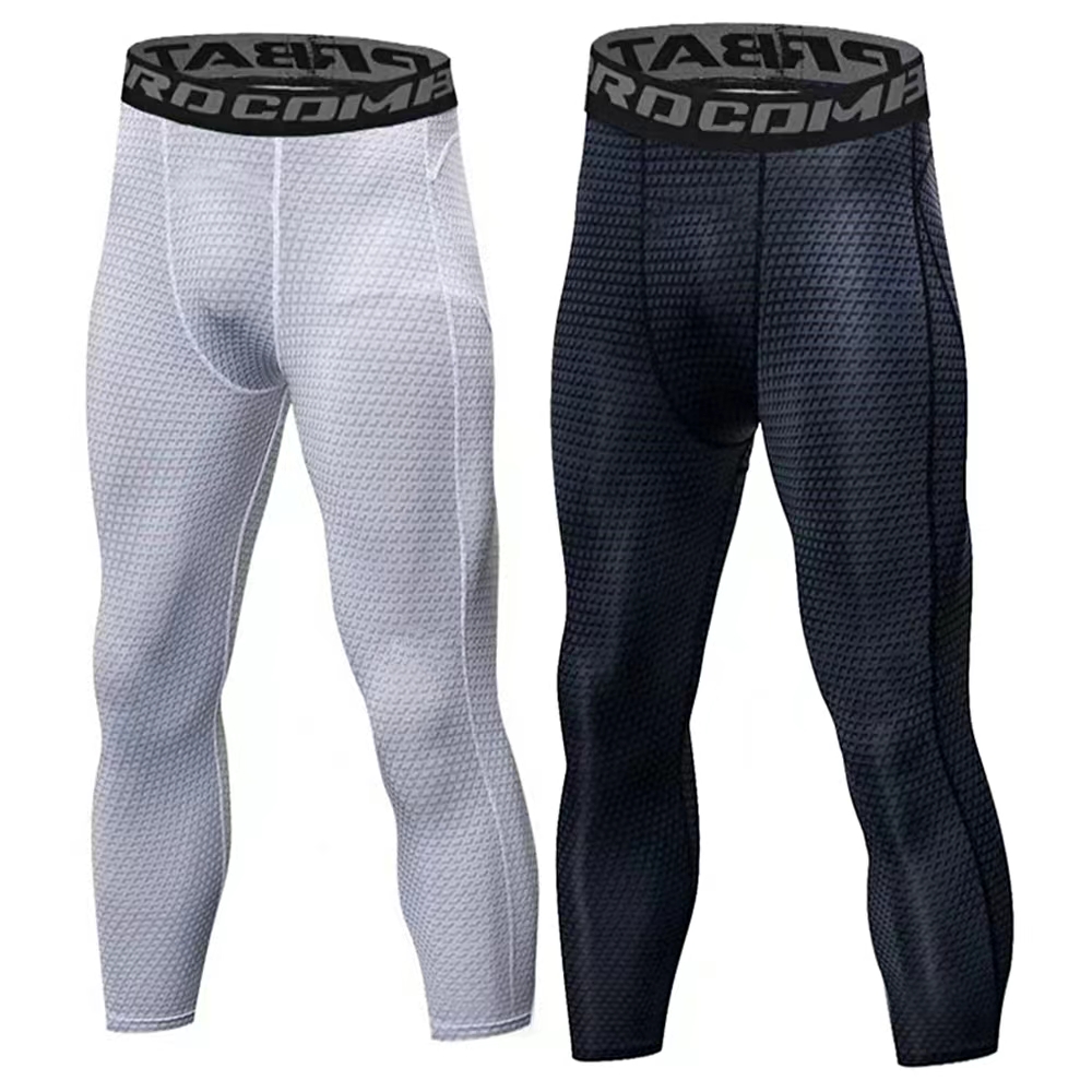 Men's Pro Combat Compression Tights Pants Running Cropped Trousers