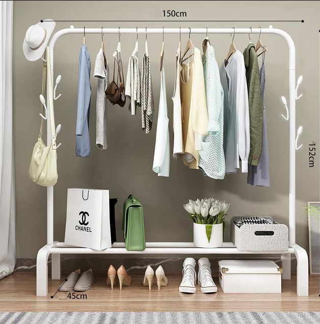 Floor Standing Drying Rack Bedroom Clothes Hanger Floor Drying Rack Double Rod Balcony Drying