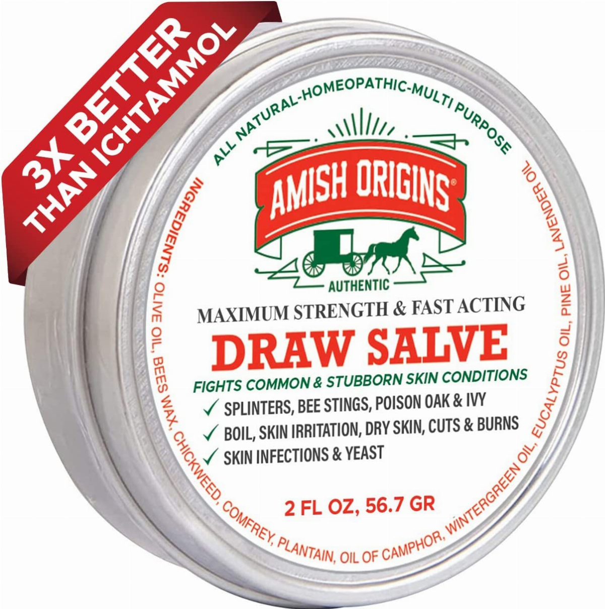 Drawing Salve Ointment, 2 oz, for Boil Treatment, Maximum Strength Fast