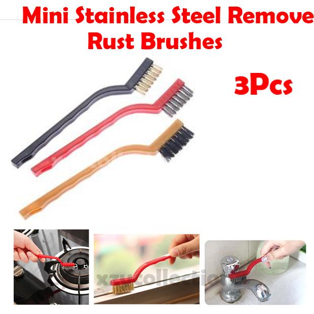 1Set (3PCS) Rust Remover Wire Nylon Brass Steel Brush Bristle Coin