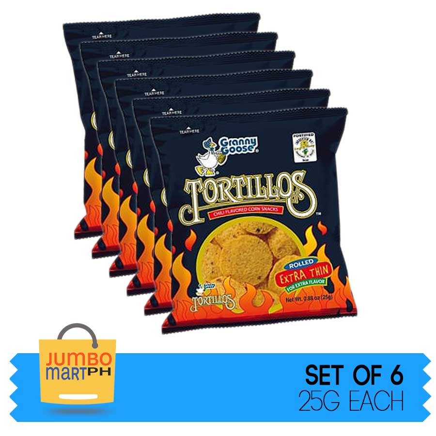 GRANNY GOOSE TORTILLOS CHILI FLAVORED CORN SNACKS 25G / SET OF 6