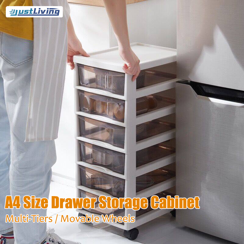 JustLiving Multi-Layer Drawer Grid Storage Rack Office Book Shelf Atorage Cabinet A4 File Cabinet Plastic Data Storage Box