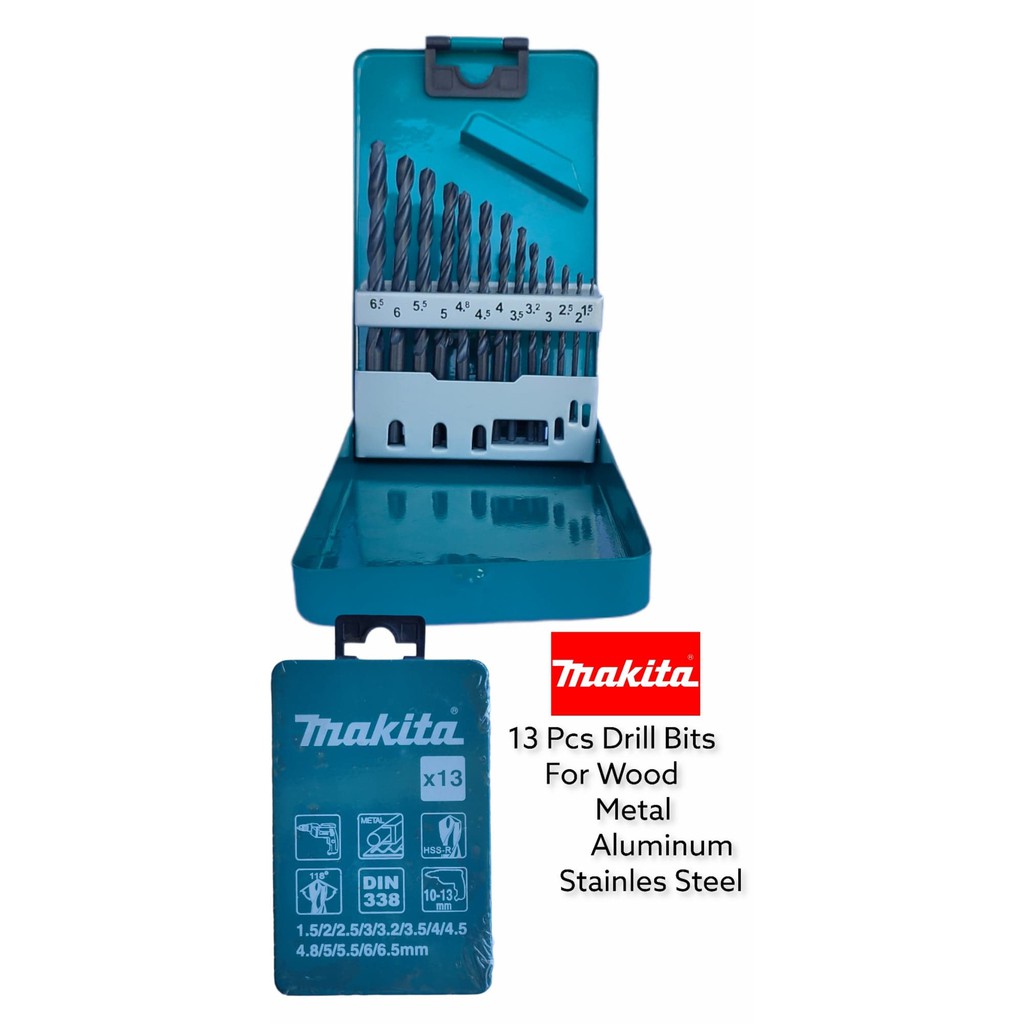 Makita Drill Bit Set 13PCS for Wood/Metal/Stainless 1.5mm6.5mm D54075