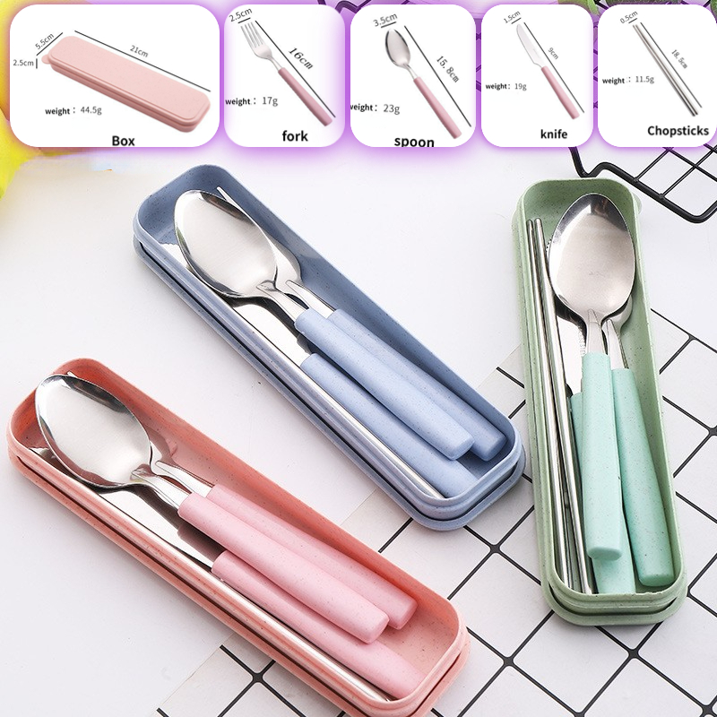 1pc Cute Stainless Steel Utensils Set, Portable Outdoor Cartoon Spoons &  Forks & Chopsticks