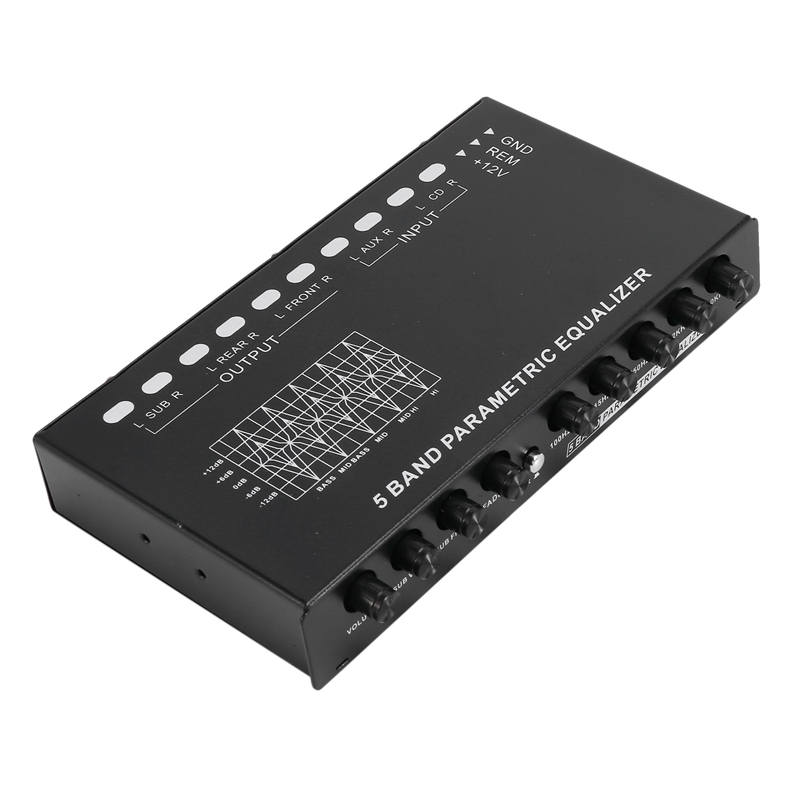 Car Audio Equalizer, Adjustable EQ Car Amplifier Graphic Equalizer with CD/AUX Input Select Switch,Black