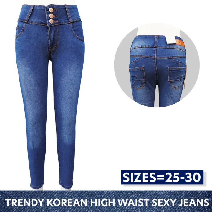 high waisted 3 button skinny jeans