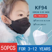 Zocn 50PCS 4Ply KF94 for Kids Korean Version Face Mask Washable pm2.5 Reusable Protective Black Face Shields K N 95 Black Mask prevention Cartoon Black 3D KF94 kn955 n955