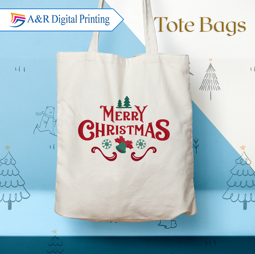 Christmas Themed Tote Bags Design A&R Digital Printing Canvas