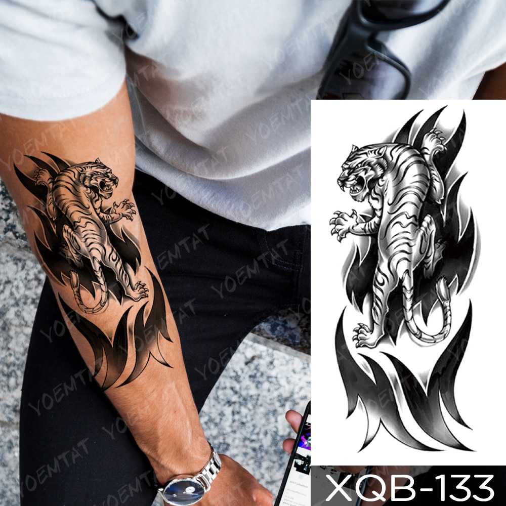 HBESTY 2pcs Waterproof Temporary Tattoo Sticker Geometric Tiger Lion Wolf  Fox Flash Tattoos Dragon Body Art Arm Fake Sleeve Tatoo Women Men | Lazada  PH