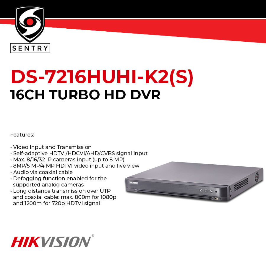 Hikvision Ds 7216huhi K2 S 16ch Turbo Hd Dvr Lazada Ph