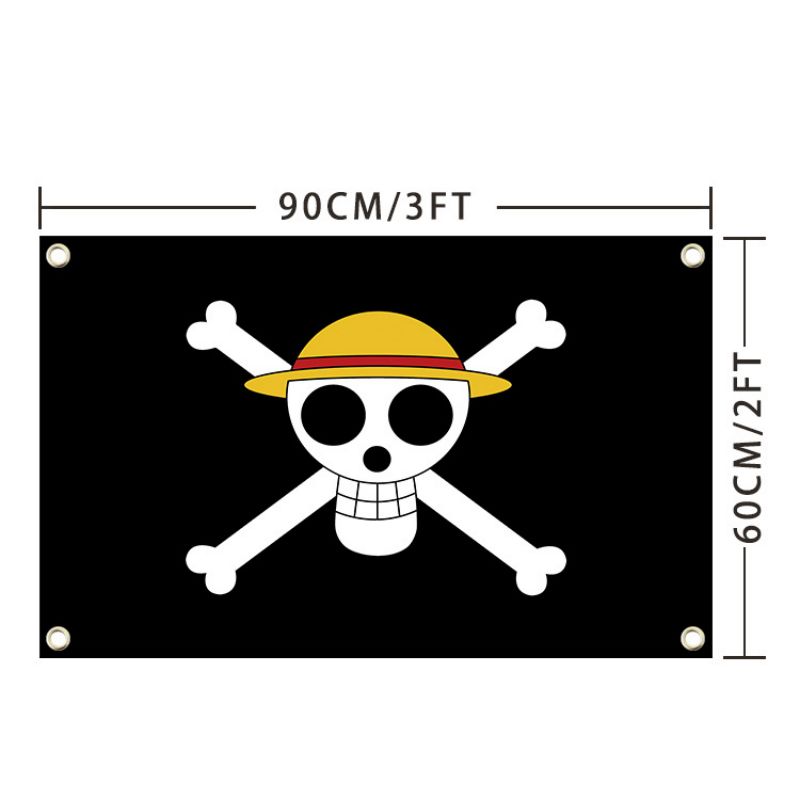 90x60cm One Piece Flag, Luffy's Straw Hat Pirate Flag, Outdoor Cartoon