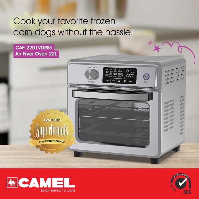 Camel Digital Air Fryer Oven 22 Liters Stainless Steel Interior