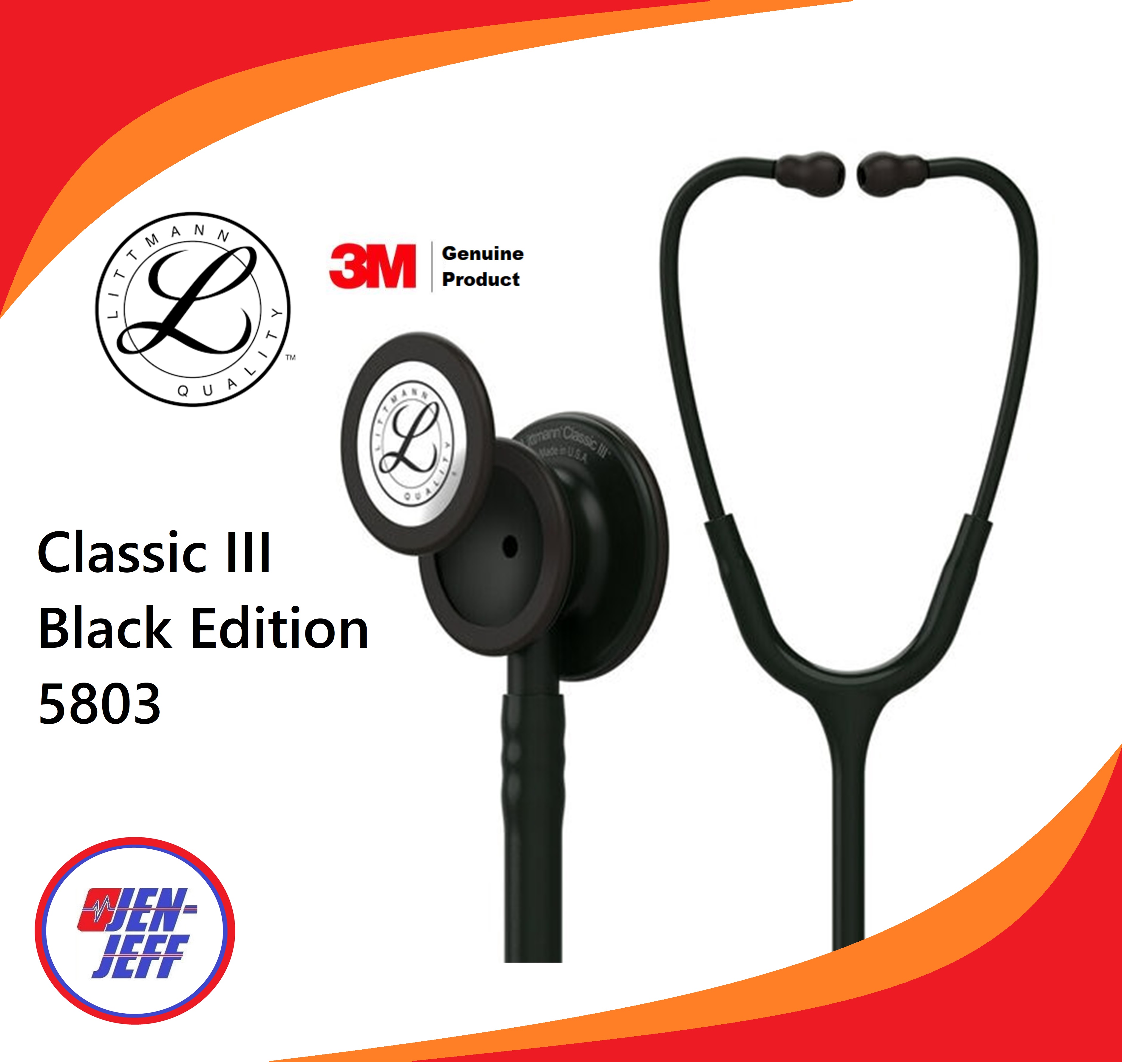 3M™ Littmann® Classic III™ Monitoring Stethoscope, Black Edition, 5803