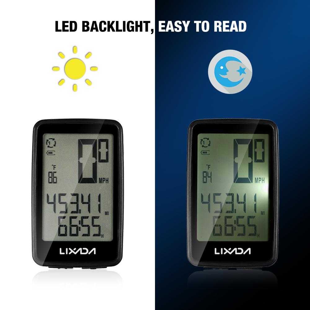 Lixada USB Rechargeable Wire less Bike Cycling Computer with Bicycle Speedometer Odometer