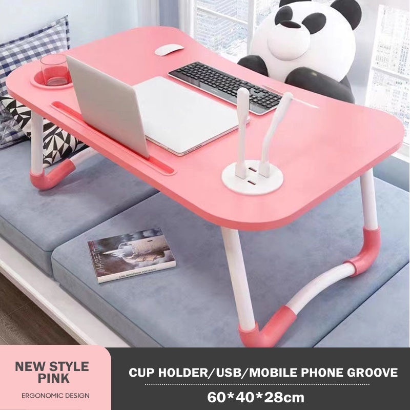 Lazy Table Foldable Lazy Bed Desk/Portable Laptop Wooden Table/USB