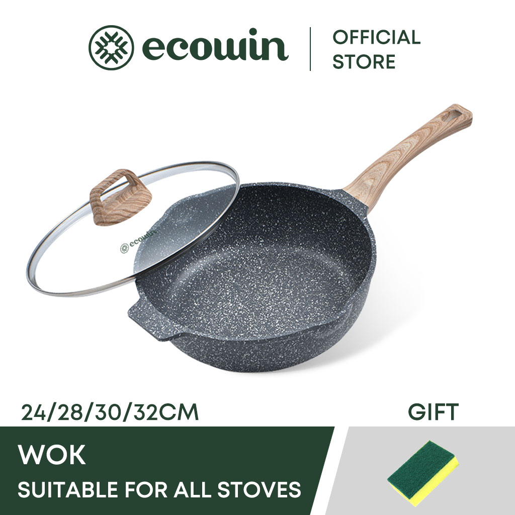Ecowin Cookware non stick deep wok 28/32CM nonstick pan ceramic