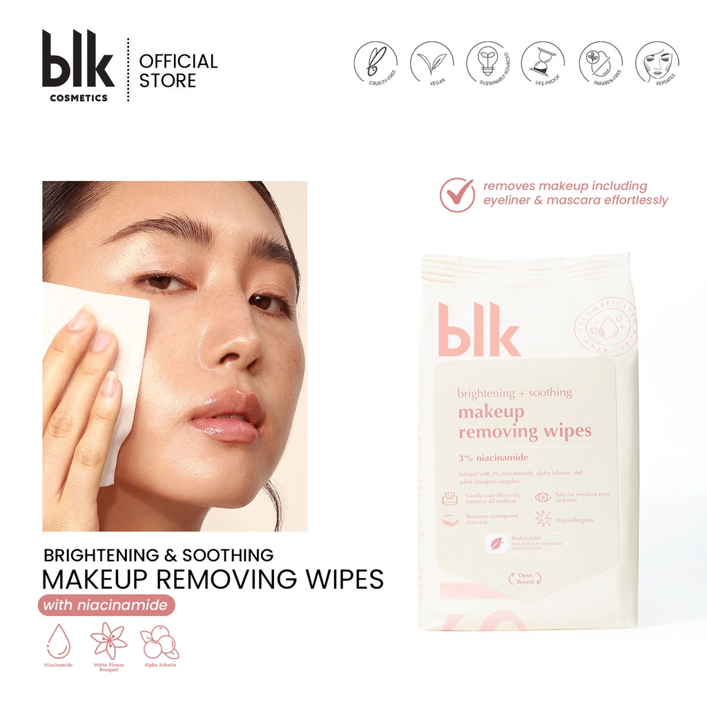 blk skin brightening soothing makeup removing wipes +niacinamide