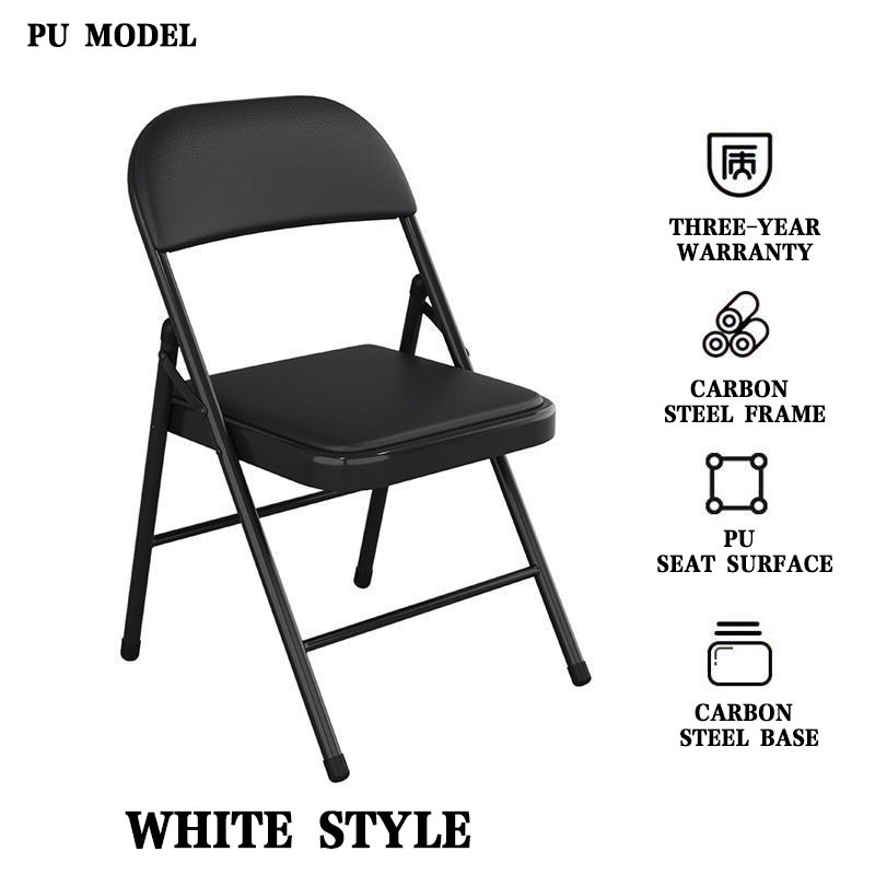 Bewell Leather Folding Chair Foldable Office Chair Meeting Seat [No installation required