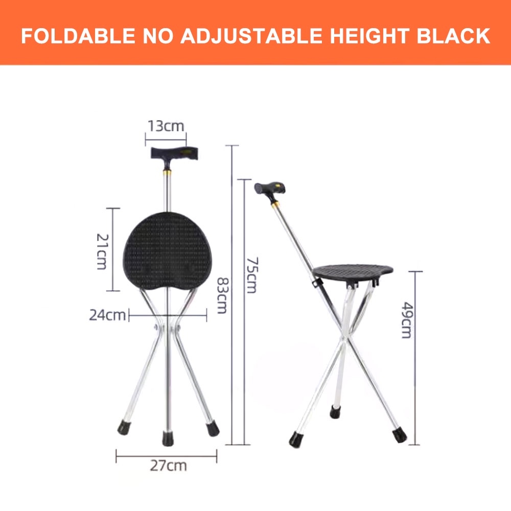 Stainless Steel 4 Legs Folding Cane With Seat crutch chair walking