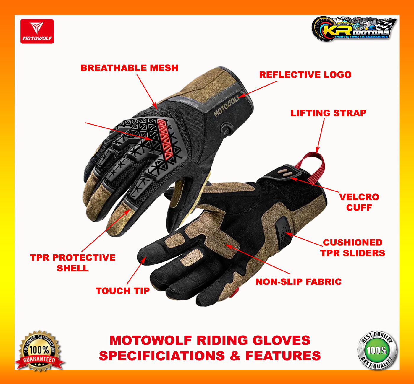 Motowolf Gloves Black 0338 Summer Motorcycle Gloves Men Full