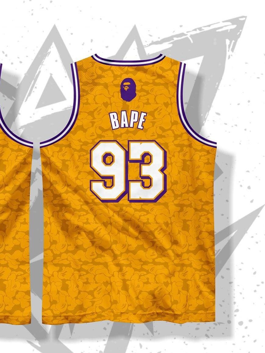 US$ 26.00 - 2023 LAKERS & BAPE #93 Purple Top Quality Hot Pressing