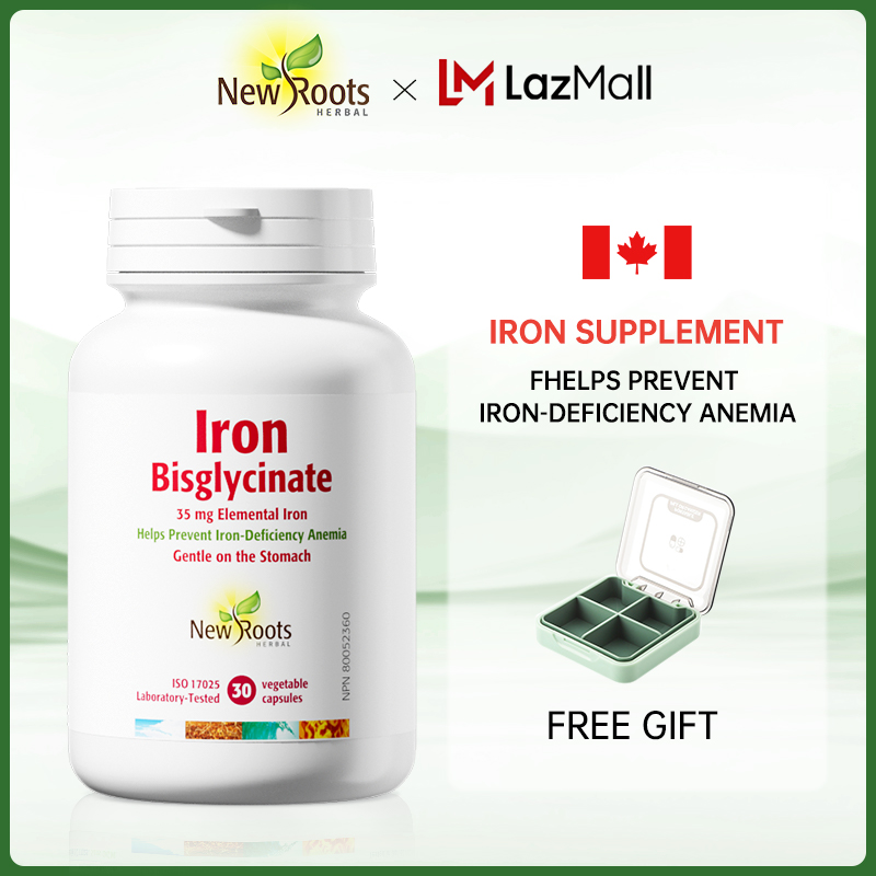 New Roots Herbal Iron Bisglycinate Supplement Helps Prevent IronDeficiency Anemia Gentle on the