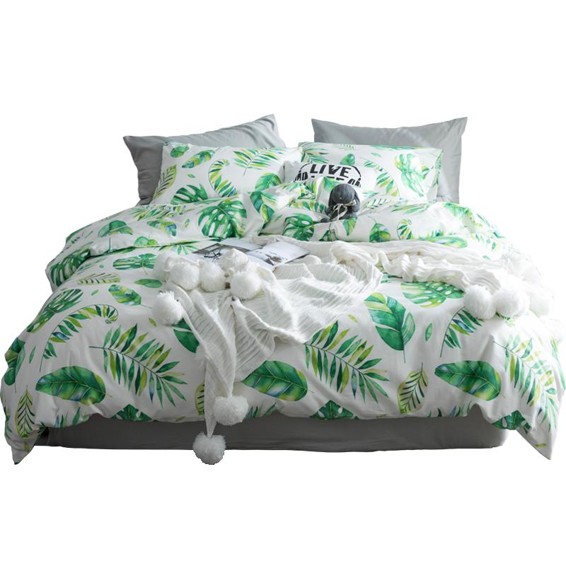 Bắc Âu 100% Cotton Giản Lược Cây Xanh 100% Cotton Vỏ Chăn Đơn Chiếc Ký Túc Xá Sinh Viên Duy Nhất Hai Người 100% Cotton Đơn Vỏ Chăn 1.5/2.0 M