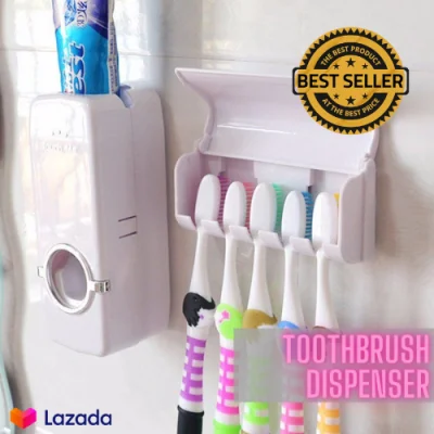 JEYZI Authentic Automatic Dust proof Toothpaste Dispenser with Toothbrush Holder Organizer Set | Automatic Toothpaste Dispenser with Toothbrush Holder | Hands Free Toothpaste Dispenser - No electricity, No maintenance costs, No batteries required!
