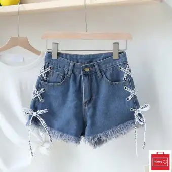 high waist tattered shorts