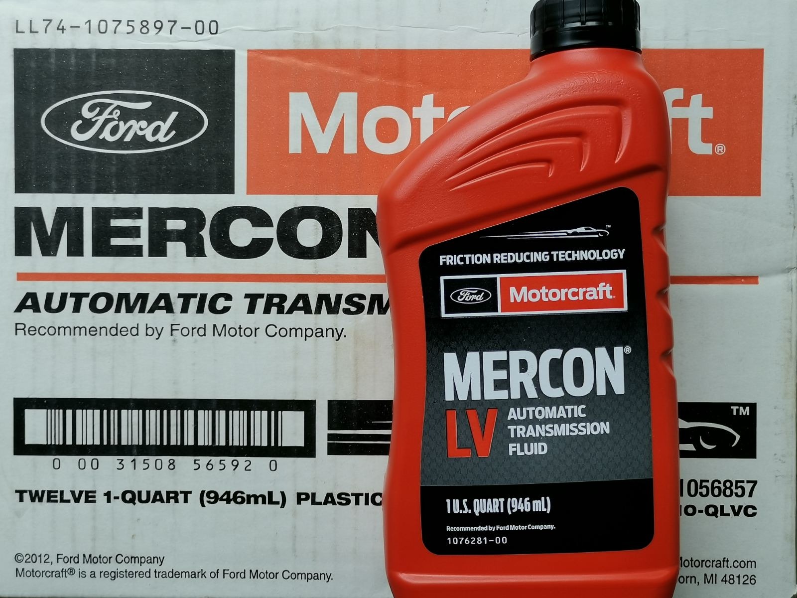 Ford Motorcraft Mercon LV Automatic Transmission Fluid -- 1 Box ( 12  Bottles ) PN# XT10QLVC