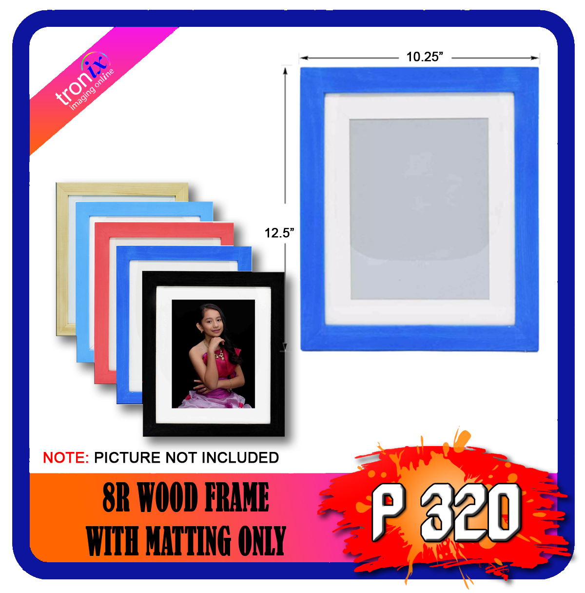 troniximaging/Tronix 8R Picture Frame with Matting Wood One (1) piece