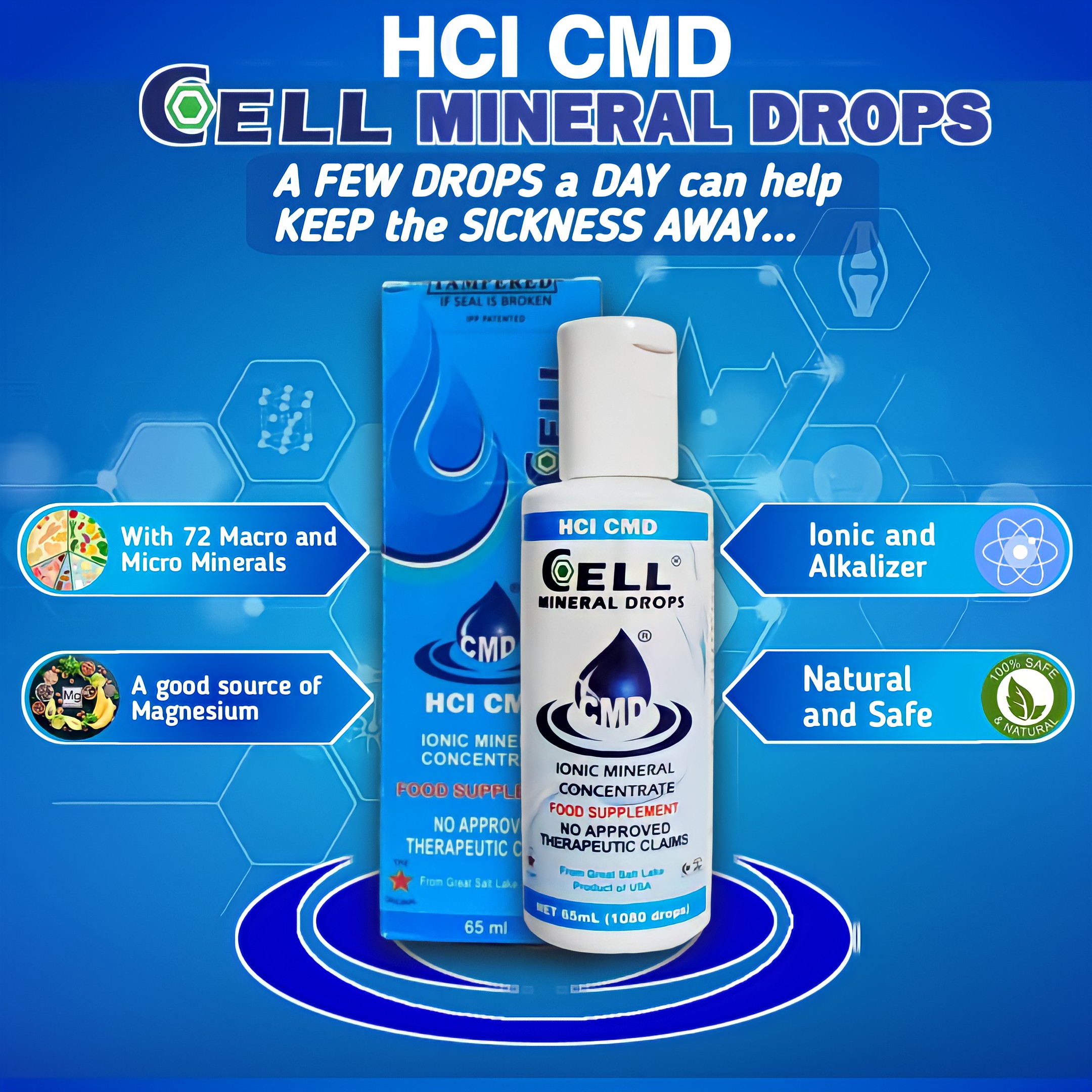Cmd Cell Mineral Drops 65ml (1080 drops) 100 Original Food Supplement