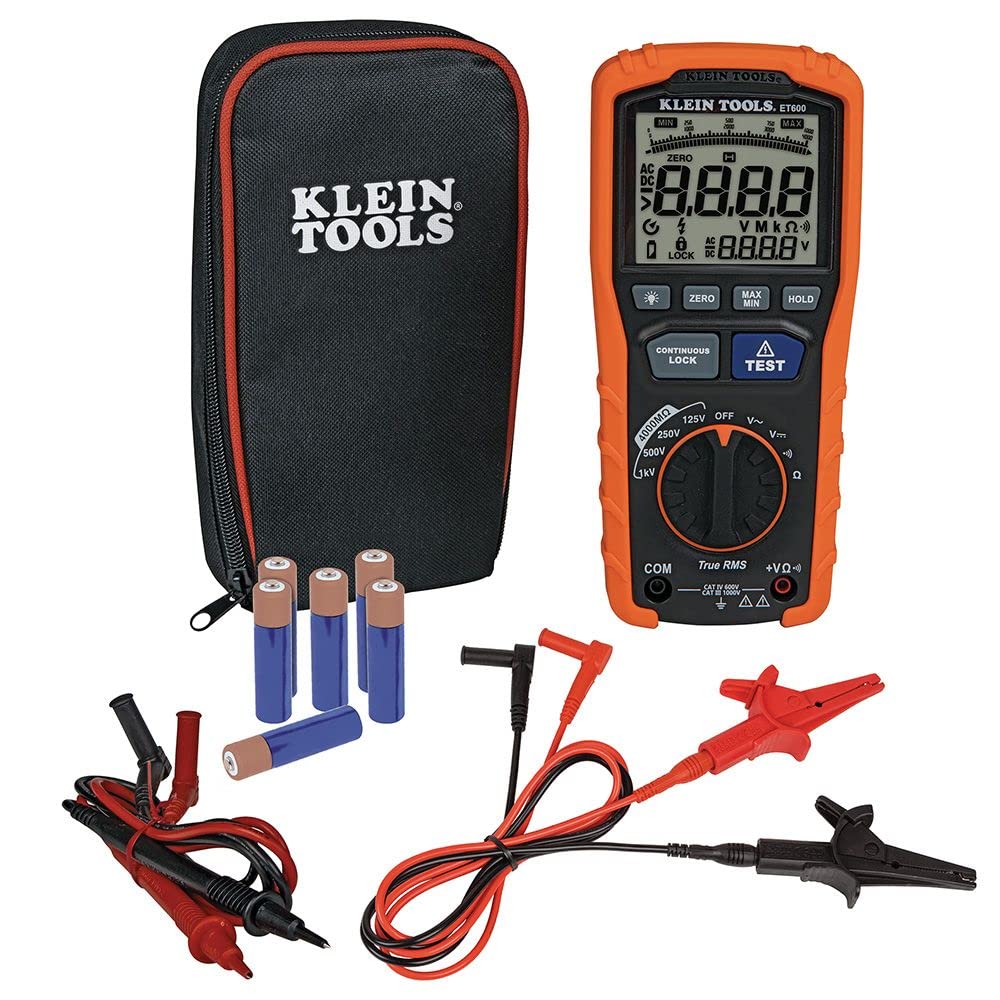 Klein Tools ET600 Multimeter, Megohmmeter Insulation Tester, 4000 Ohms  Resistance, 125V/250V/500V/1000V, Auto-Ranging TRMS Multimeter Lazada PH