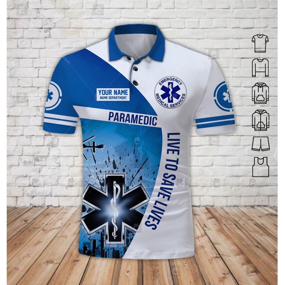 Emergency Medical Service EMS 3D Print Newest Summer Polo Shirts Streetwear Short Sleeve Men T