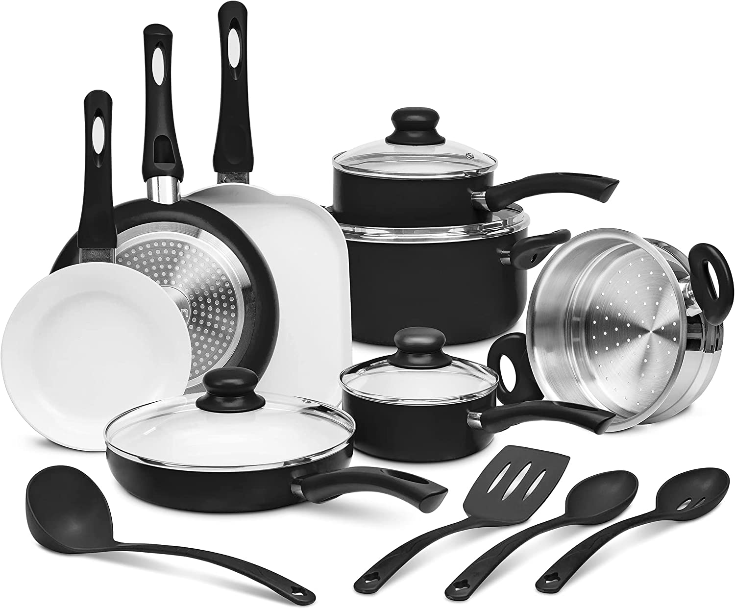 Ivation Ceramic Cookware 16Piece Nonstick Cookware Set with