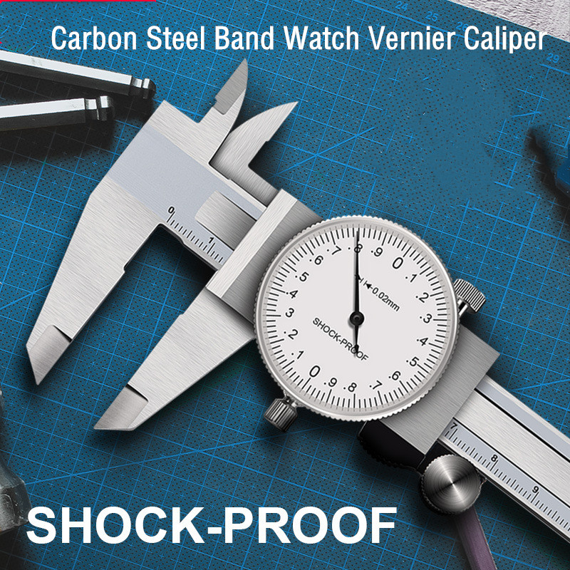 Vernier Caliper with Watch Carbon Steel Dial Calipers Shockproof