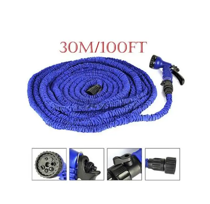 HIGH QUALITY Multifunctional Best Quality Magic Hose 100ft 7 in 1 Garden Hose Expandable Flexible Plastic Hose As Seen on With Spray Gun Garden Watering Car Wash Multipurpose (BLUE) | Lazada PH