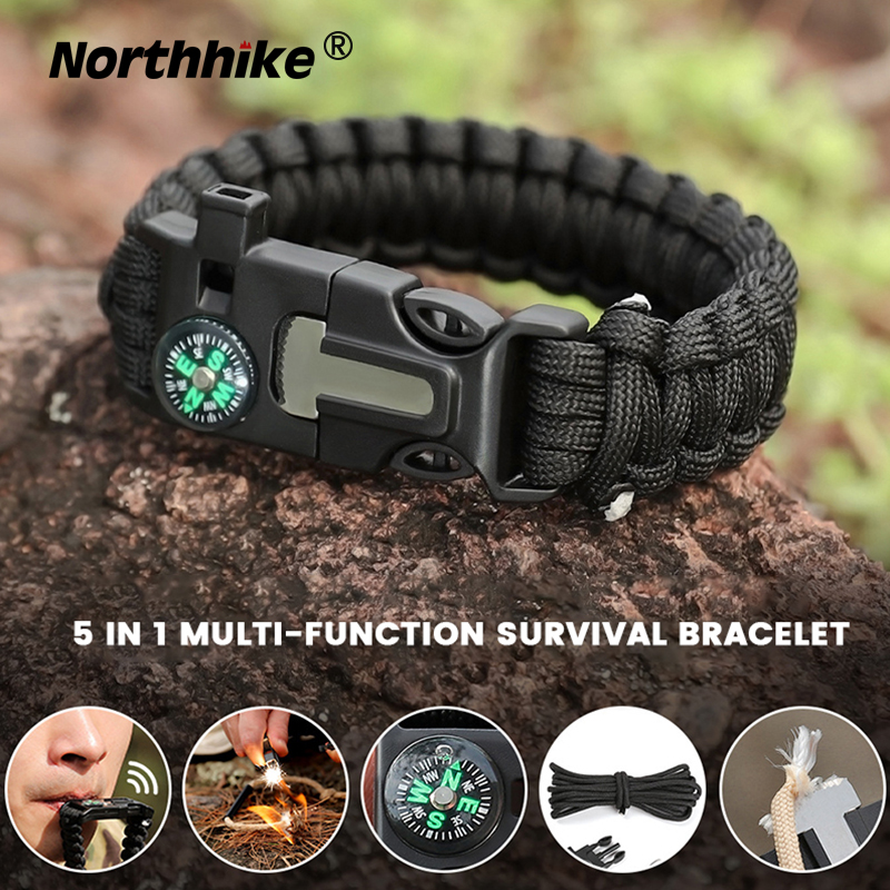 Northhike 5 in 1 Paracord Emergency Outdoor Bracelet Multi Function Braided Paracord  Survival Bracelet Survival kits