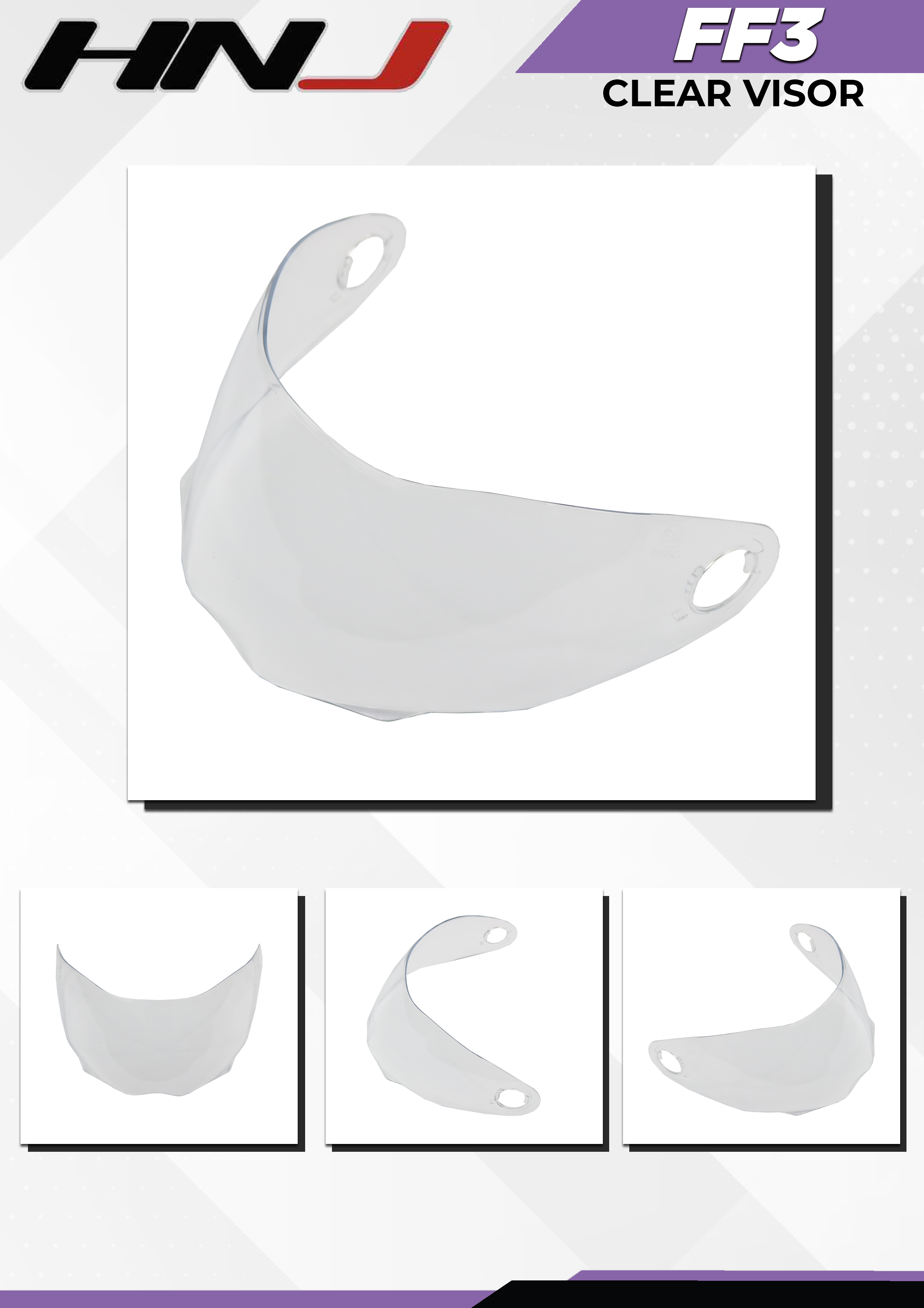 HNJ Helmet Accessories CLEAR Replacement Visor/Lens For MODEL HNJ FF3