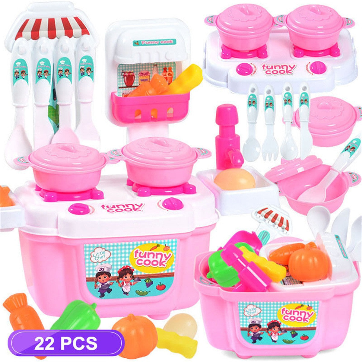 40PCS Kids Mini Cooking Toy Set Plastic Simulation Kitchen Set Play
