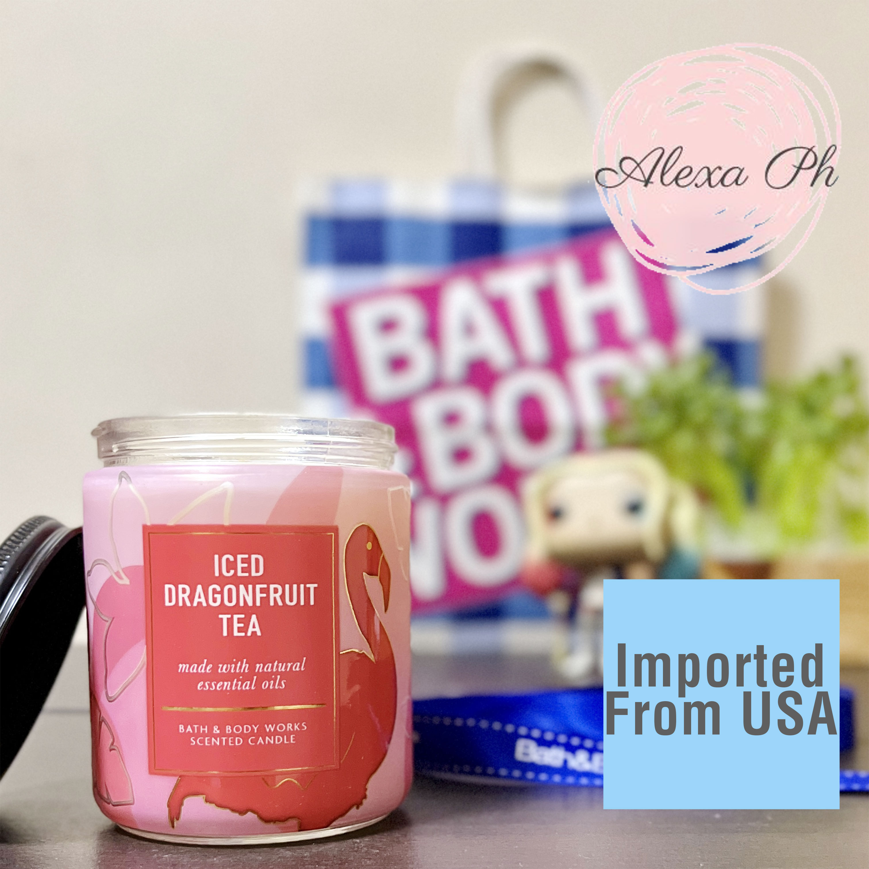 Bath and Body Works, ICED DRAGONFRUIT TEA, Scented Candle, Made With Essential Oils (1 Wick