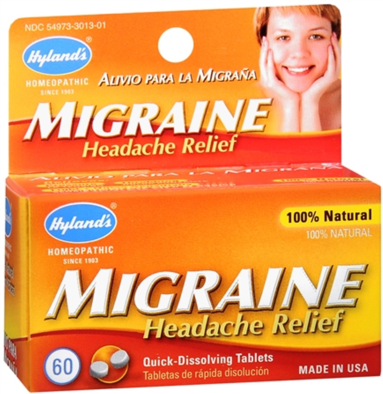 Hyland's Migraine Headache Relief 100 Natural, 60 QuickDissolving