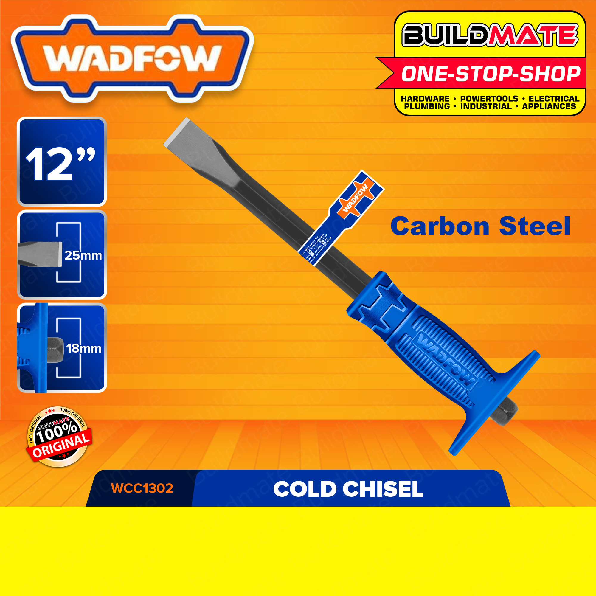 WADFOW Cold Chisel 10" Inch 12" Inch Heavy Duty Flat Chisel with Hand