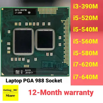Intel Core i3 390M i5 520M 540M 560M 580M i7 620M 640M processor for laptop 35W PGA 988 HM55/QM55